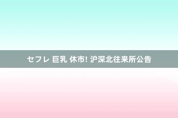   セフレ 巨乳 休市! 沪深北往来所公告